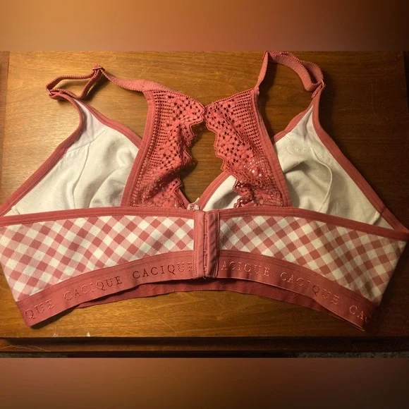 Cacique Pink gingham cotton bra 44C - Picture 2 of 4
